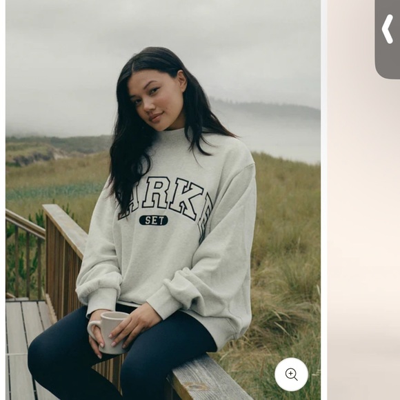 NWT Parke x Set Active Collaboration Varsity Mockneck L/XL Gray Sweatshirt Orca - Picture 3 of 10